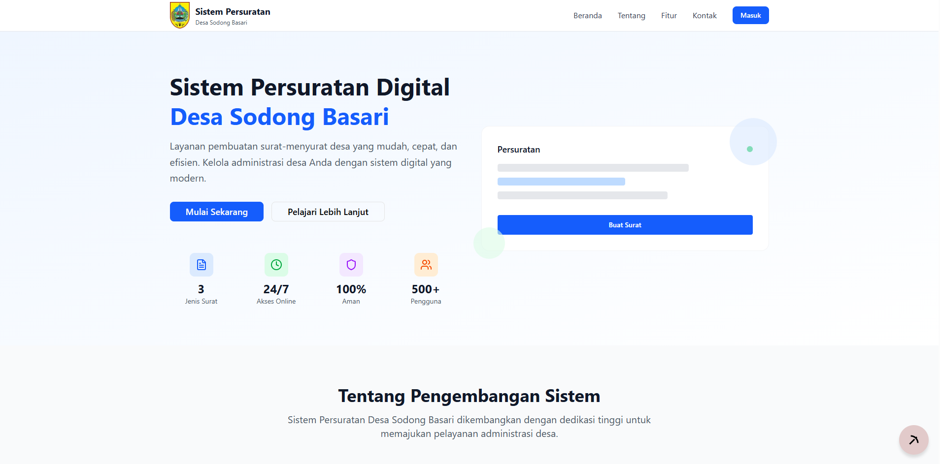 Sistem Persuratan Desa Sodong Basari